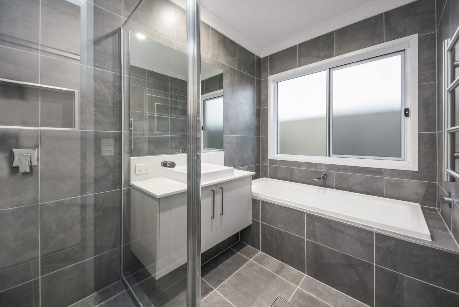 Bathroom Area With Gray TIles — Totally Flooring In Gold Coast, QLD