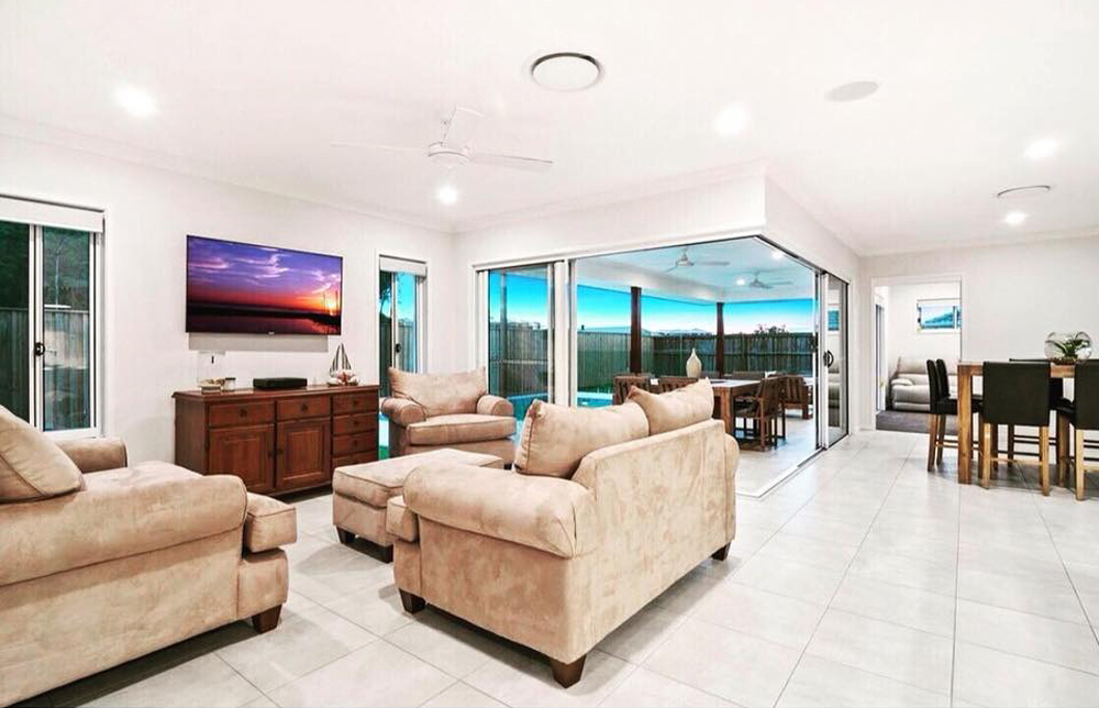 Living Room With A High-quality Tiles